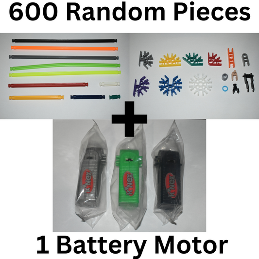 (600) KNEX 1 Battery Motor & 6 Wheels Rods & Connectors Mixed Bulk Parts K'NEX